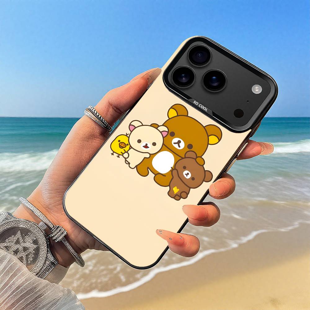 Cartoon Cute Rilakkuma Phone Case Black case for iPhone17,16,15,14,13,12,Pro,Max,Plus,E,SE4,Air,Mini