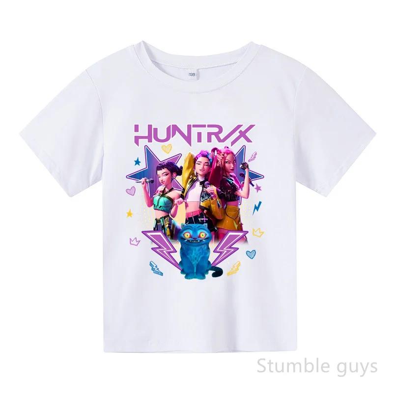 Kids Summer KPop Demon Hunters T-shirt Huntrix Anime Tshirt Boys Clothes Girls