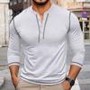 Mens Vintage Color Block Long Sleeve Crew Neck Henley T Shirt Casual Top