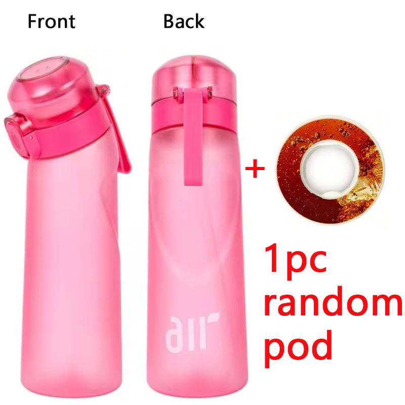 

1pc Air Water Bottle With 1pc Random Round Shape Flavor Pod Sports Straw Plastic Cup Leak Proof Outdoor Travel Sports Bottles 0.8L червоний