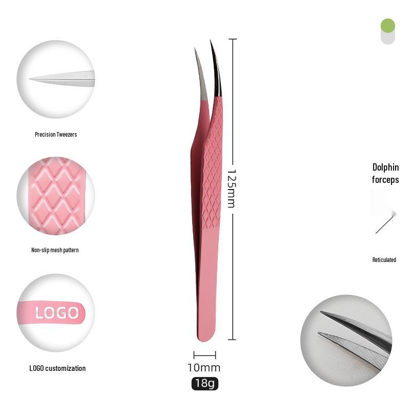 Golden Feather Stainless Steel Eyelash Tweezers for Grafting and Extensions