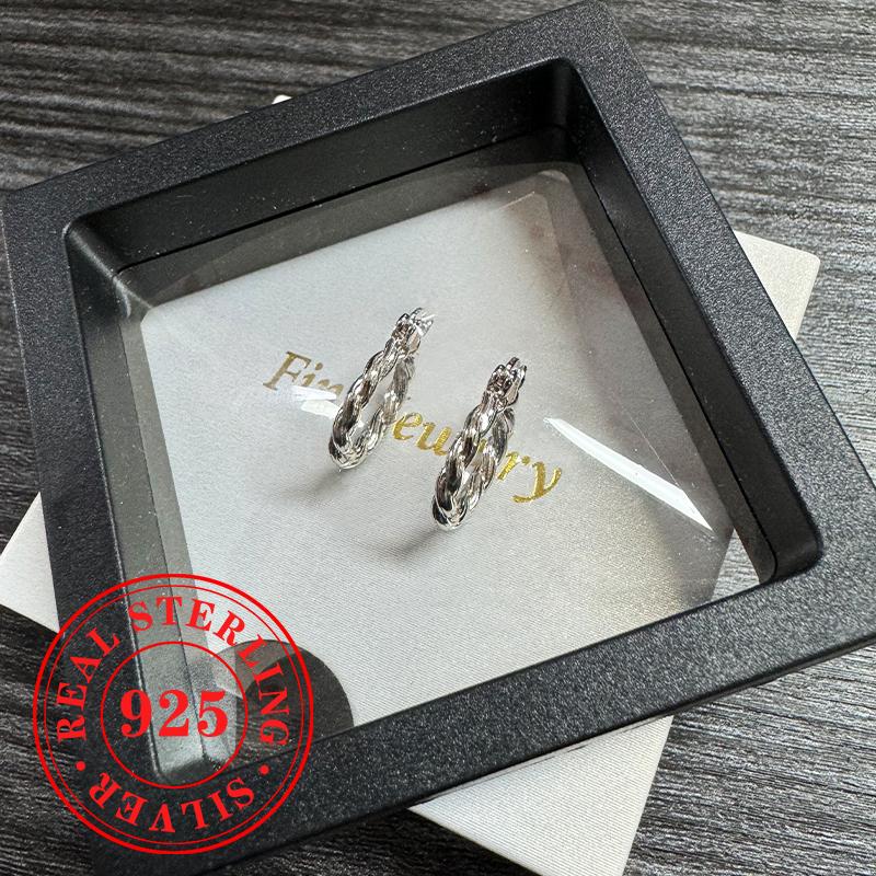 Novel Twisty Design Hoop Earrings for Women  Sterling Silver Luxury Ear Accessories Delicate Gorgeous Party Jewelry