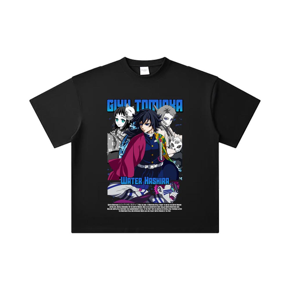 260 GSM Double Yarn 32 Count 100% Cotton Demon Slayer V20 Tomioka Print Unisex Heavy Cotton T Shirt