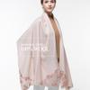 100% Real Wool Pink Scarf Women For Winter Femme Shawls Wraps Warm Wool Pashmina For Ladies Flower Embroidery Cashmere Scarf