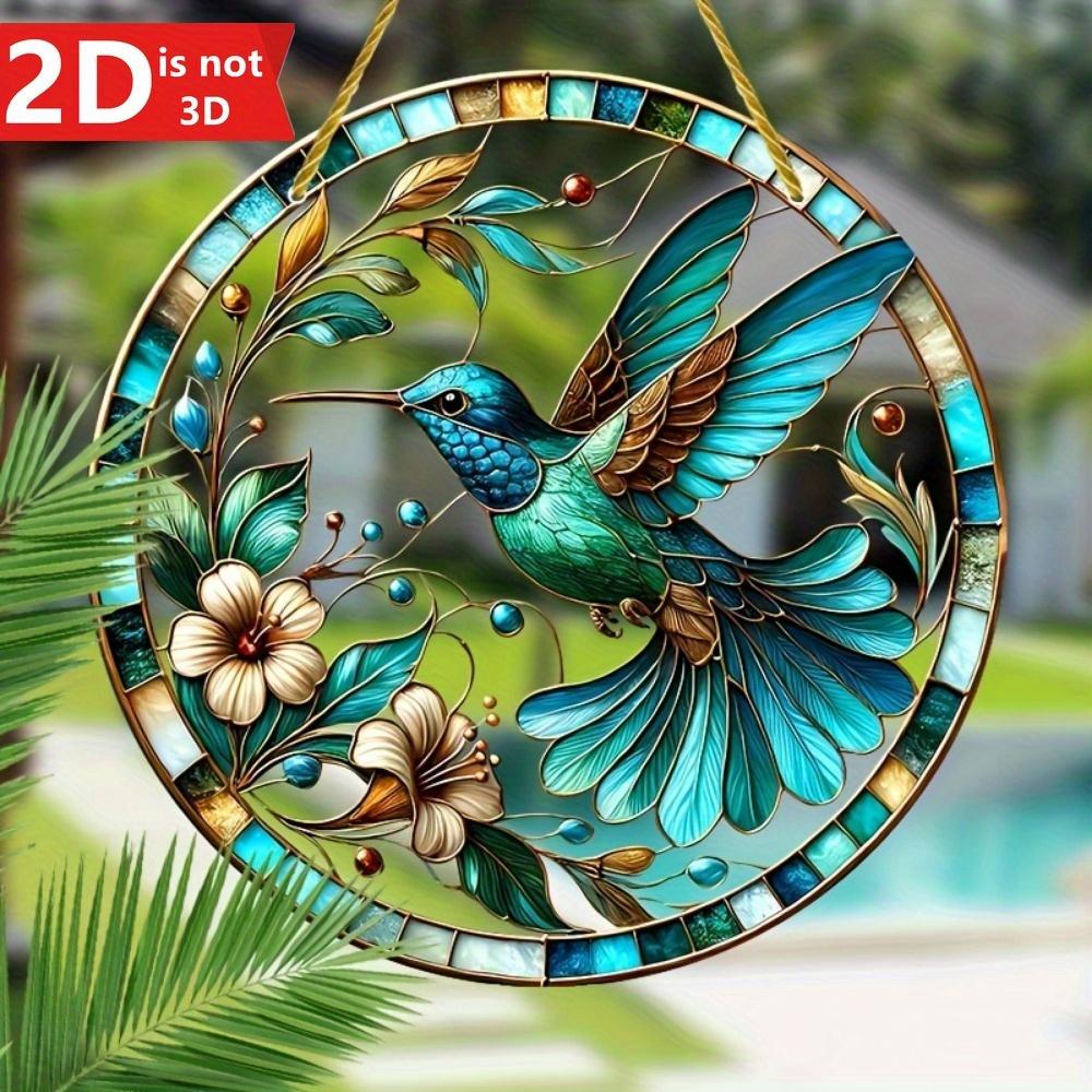 2D hummingbird & flower catcher for windows, walls, and gardens. A perfect gift for loved ones.