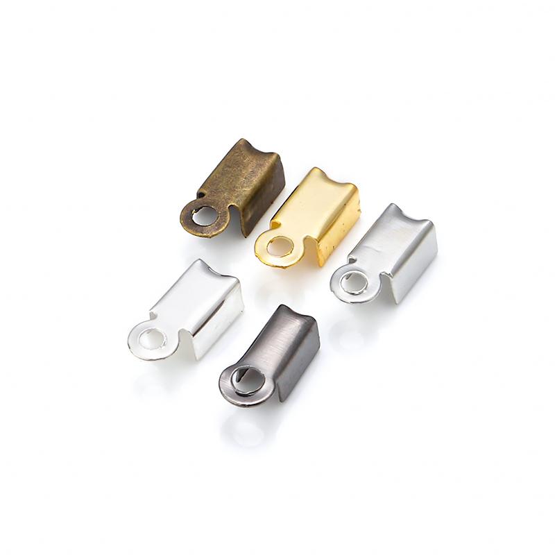 200 Stück/Los Quetschperlen Abdeckkappen Schnur-Endkappen Kordelband Lederclip Faltverschluss Für Schmuckherstellung DIY Halsketten-Verbinder