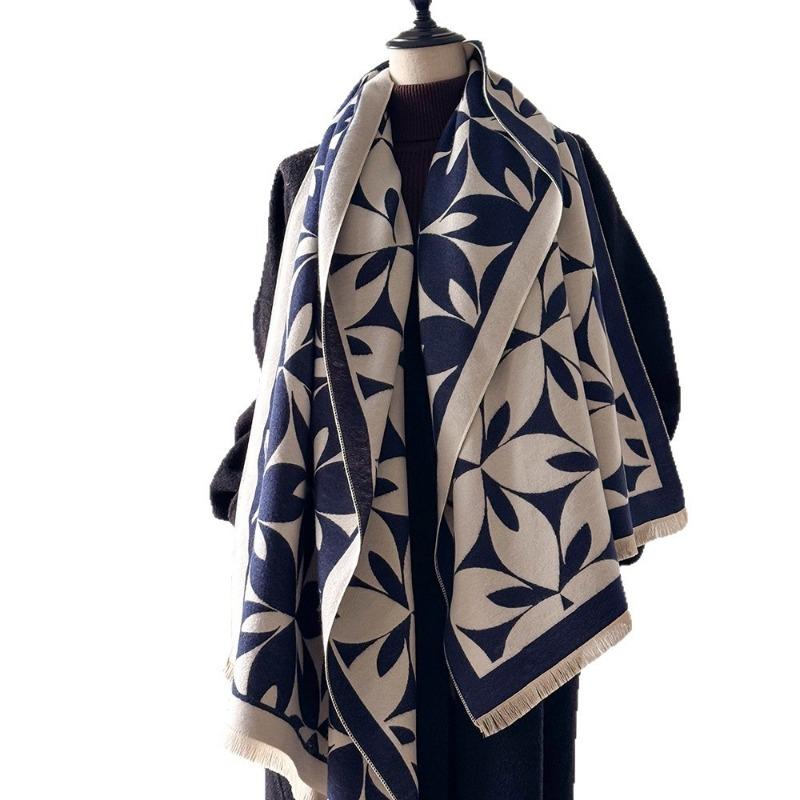 Design sense versatile accessories large shawl thickened warm scarf elegant celebrity shawl outer scarf
