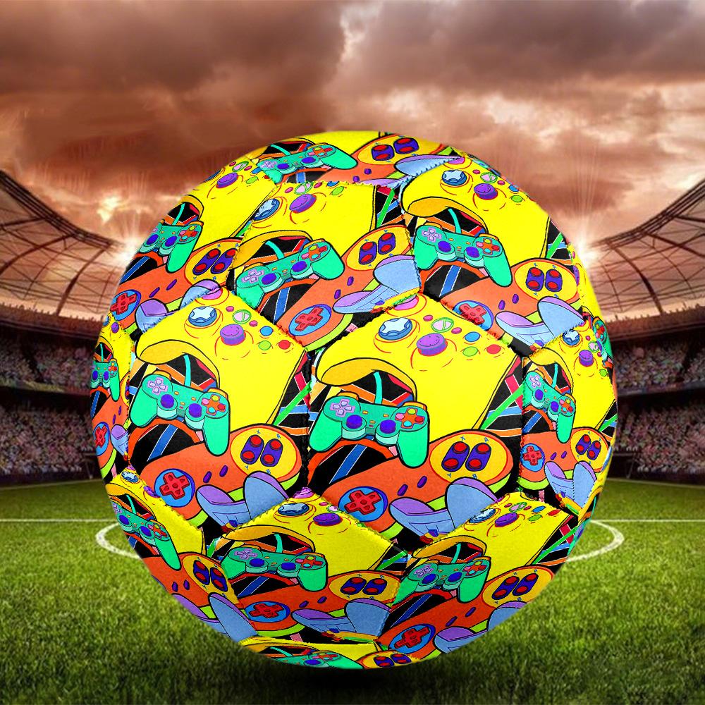 Gamepad Indoor Soccer Ball Size 5 Colorful All Ages Machine Stitched PVC Competition Ready Durable High-Bounce
