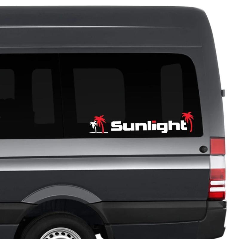 Kreativer Sonnenlicht Camping Aufkleber für Van Camper Wohnwagen LKW Wohnmobil RV Motor Vinyl Aufkleber Auto Karosserie Dekoration Zubehör