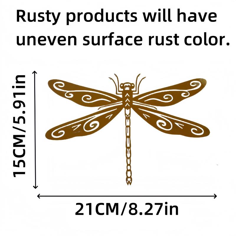 Rustic Metal Dragonfly Garden Statue, Outdoor Ground-Mounted Yard Decor