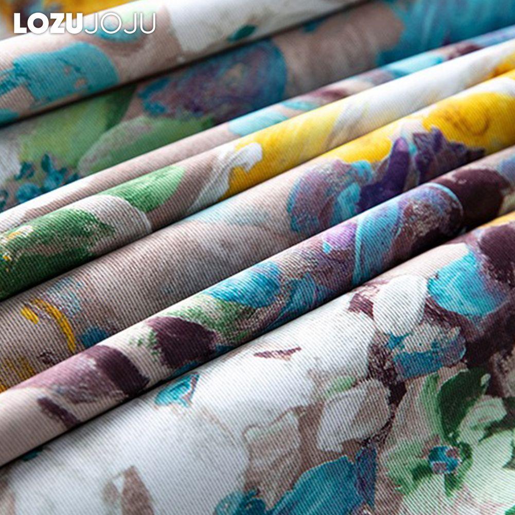 1PC LOZUJOJU 70-80% Blackout Countryside Style Oil Colored Floral Print High-quality Blackout Curtains for Bedroom Living Room Window for Home Decor