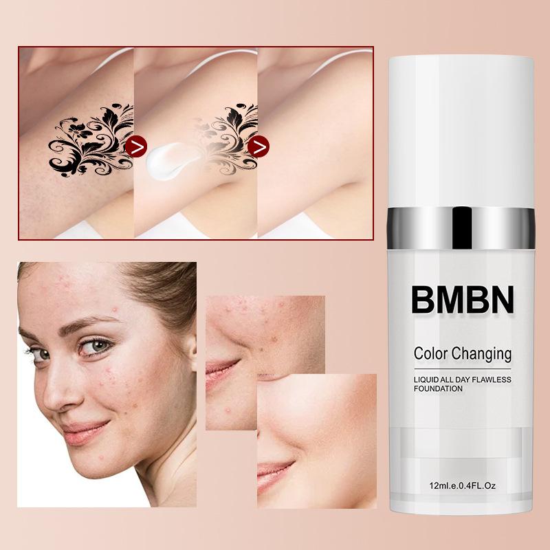 Color-Changing BB Cream Foundation, Moisturizing Liquid Concealer Thermal Changing Foundation, Brightens and Covers Imperfections Foundation