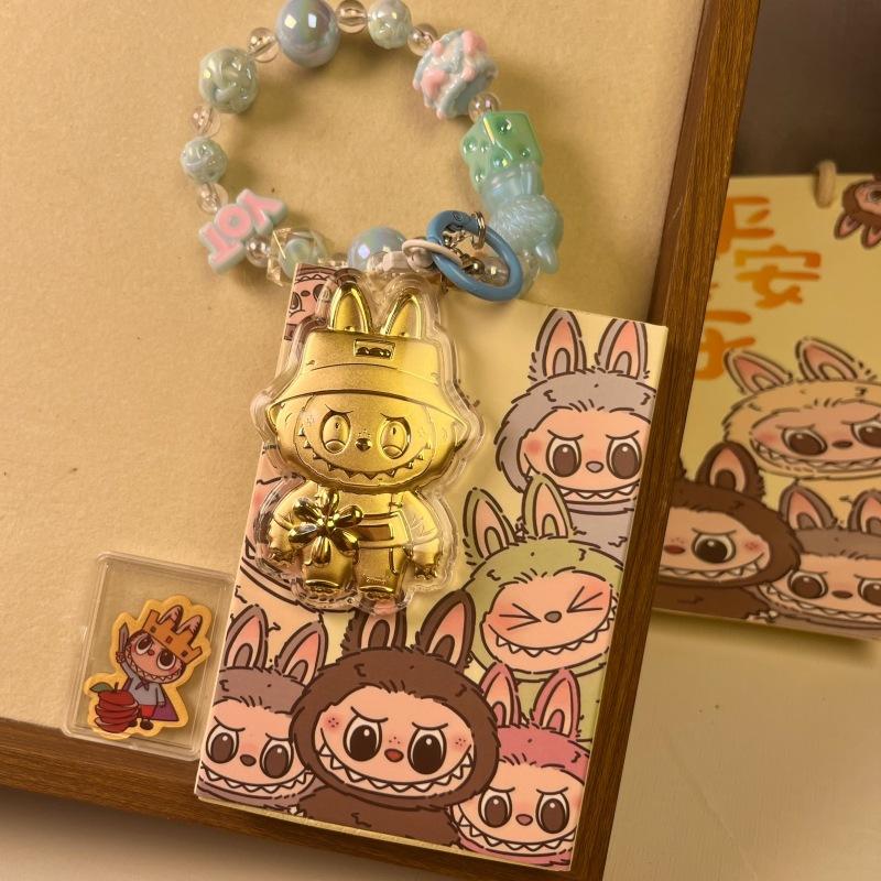 Mobile Phone Chain Cartoon Labubu Bead Chain Keychain Bag Pendant Gift for Girlfriend