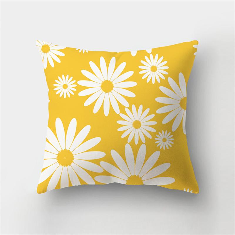 Yellow Plant Printing Pattern Cushion Cover Pillowcase Home Living Room Sofa Bedroom Decorative Pillowcase