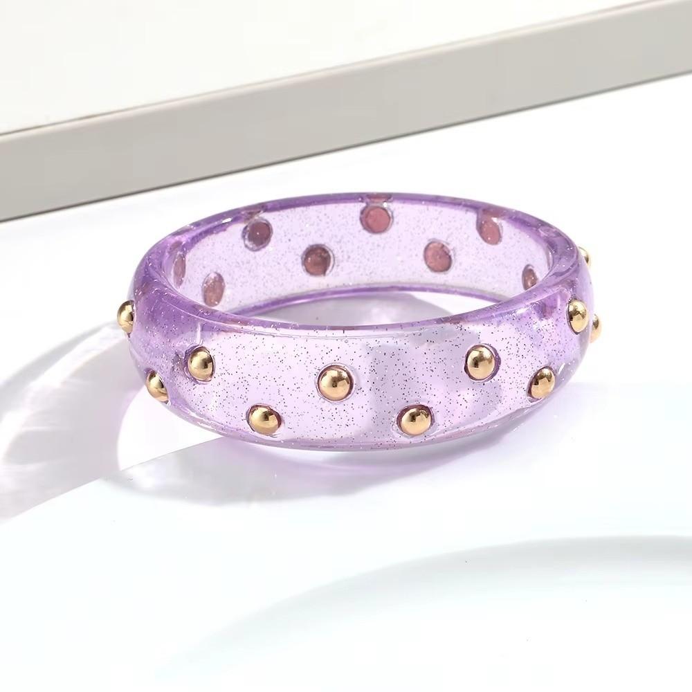 Adjustable Resin Bangle Bracelet Glitter Statement Bracelet Vintage Metal Studded Bangle Women