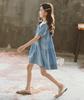 Beveaya Summer Short Sleeve Flared Loose Summer Solid Perfect for Everyday Size 130 Girls' Dress, A-Line, Fit, Ribbon, Kids' Dress, Cute, Color, Wear,
