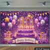 2D Purple and Gold Happy 10th Birthday Backdrop Photography Banner
