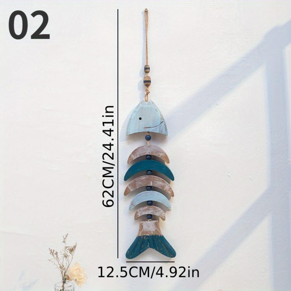 1PC Fish Pendant Mediterranean Wooden Fish Hanging Ornament Wall Art Decoration Coffee Bar Courtyard Home Decor