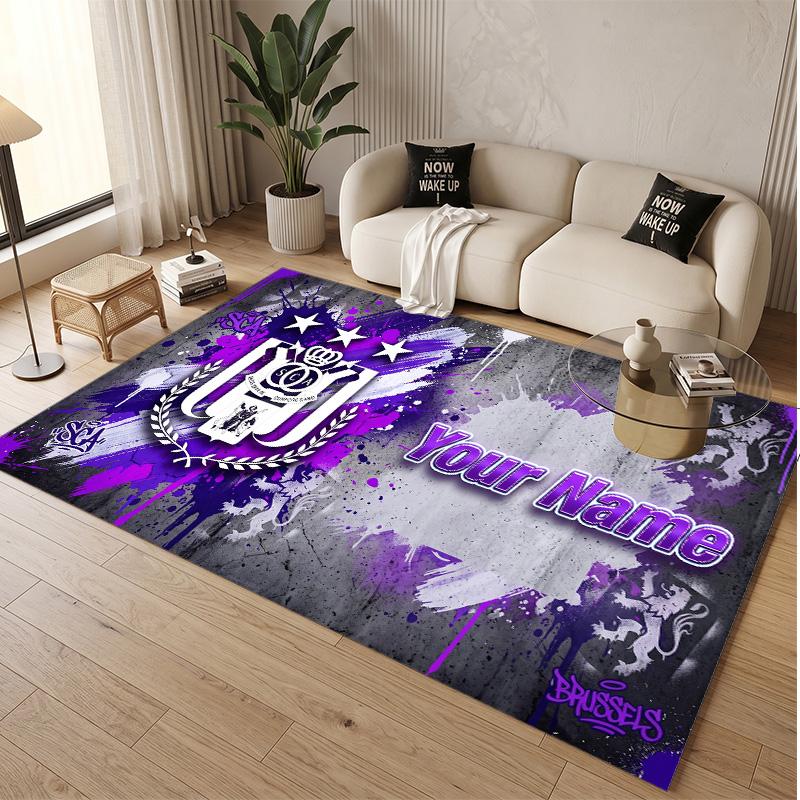 Tappeto Personalizzato in Velluto di Cristallo con Logo Anderlecht FC Tappetino Antiscivolo per Pavimento