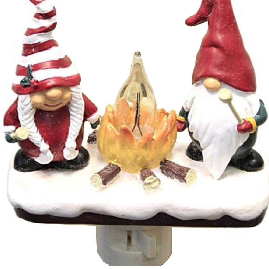 Xmas Night Light Flickering Campfire Effect Resin Plug In Night Lamp Holiday Decoration