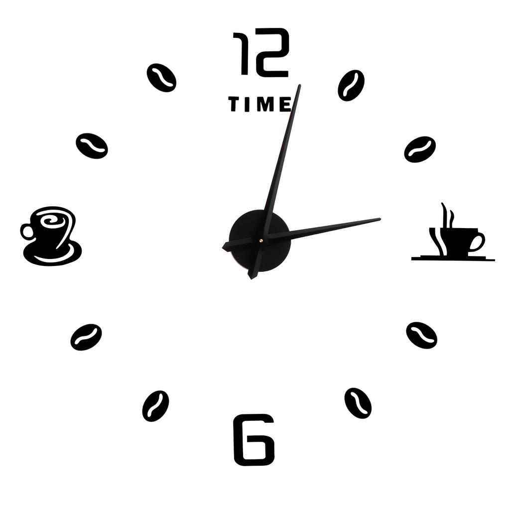 Modern Large Frameless DIY Wall Clock Mirror Surface Sticker for Home Office Room DecorBlack