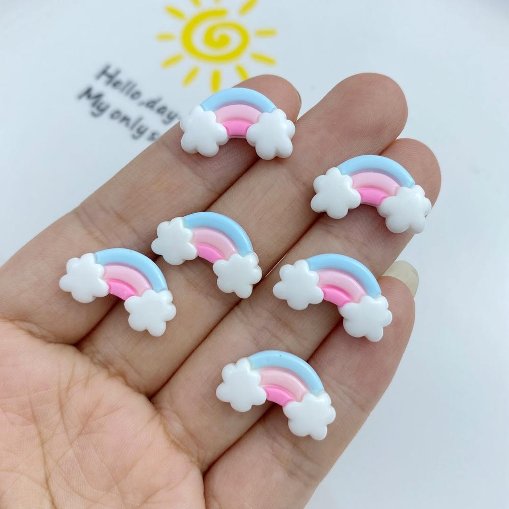 30Pcs New Cute Resin Mini Colorful Rainbow Series Flat Back Manicure Parts Embellishments For Hair Bows Accessorie