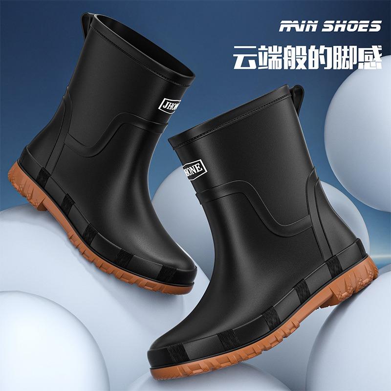 

Сапоги из говяжьей кожи, мужские, средней толщины, водонепроницаемые, нескользящие и износостойкие, теплые, для рыбалки, кухни, водные сапоги, рабочие, резиновые сапоги 44