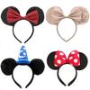 Handmade Cartoon Minnie Mickey Ear Headband Sparkly Animal Rabbit Hairpiece For Adults And Kids