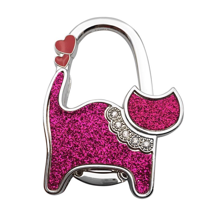Two-heart Cat Bag Hook: Customizable Logo, Inner-Folding Table Edge Hook for Ladies