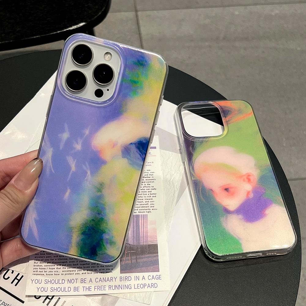 Applicable to iPhone17PRO anti-drop mobile phone case dream oil painting style girl Apple 16/15 protective case