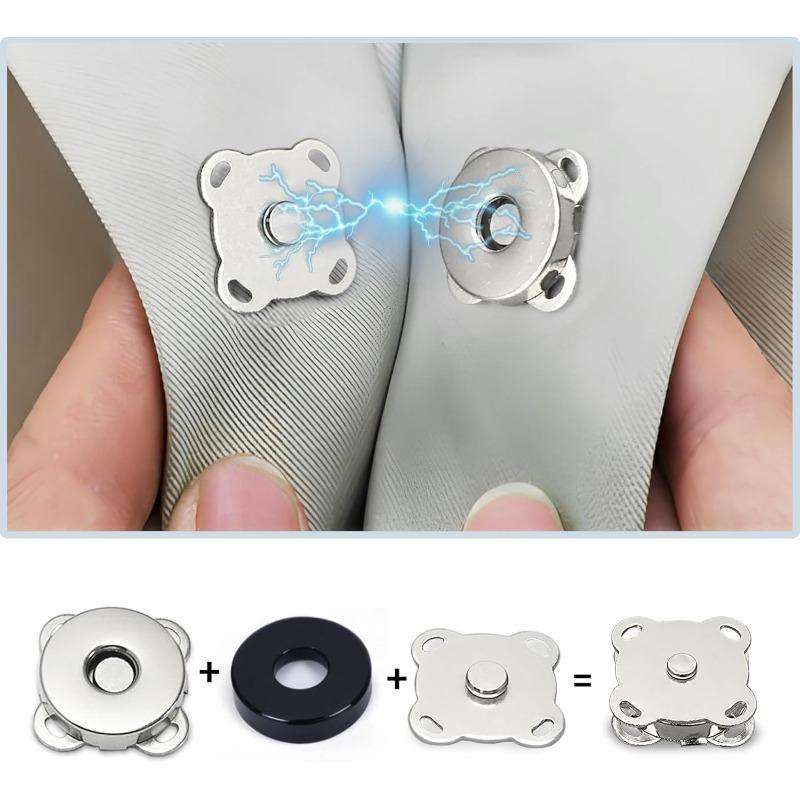 30 Sets Magnetischer Druckknopf 18mm Magnetischer Knopf für Kleidung Taschen Geldbörsen Aufnähen von Magnetischen Druckknöpfen für Stoff DIY Basteln(Silber,Gun Color,Helles Gold)