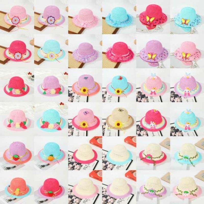 Scenic spot stall supply, summer baby hats, sun protection children's straw hats, children's sun hats, summer cool hats, children's hats