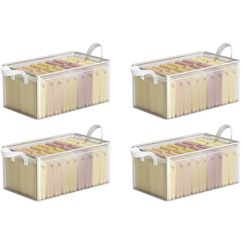 PVC Transparent Storage Basket for Clothes Underwear Storage Box Stainless Steel Frame Wardrobe Organizer Waterproof Cloth Box