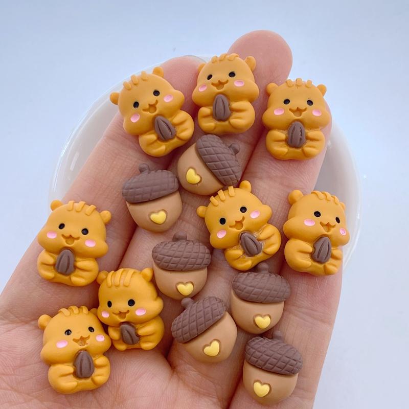 20 Pezzi Nuovi Mignon Scoiattoli Carini e Serie di Frutti con Noci Dorso Piatto Resina Scrapbooking Fai da Te Gioielli Artigianato Decorazione Accessori
