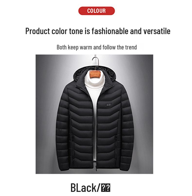 Men's Dual-Control USB Heated Cotton Coat with Nine-Zone Electric Heating