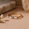 Opal Marquise Band Ring, Yellow Gold Plated 925 Sterling Silver, Dainty Stacking Bridal Jewelry, Anniversary Gift for Her