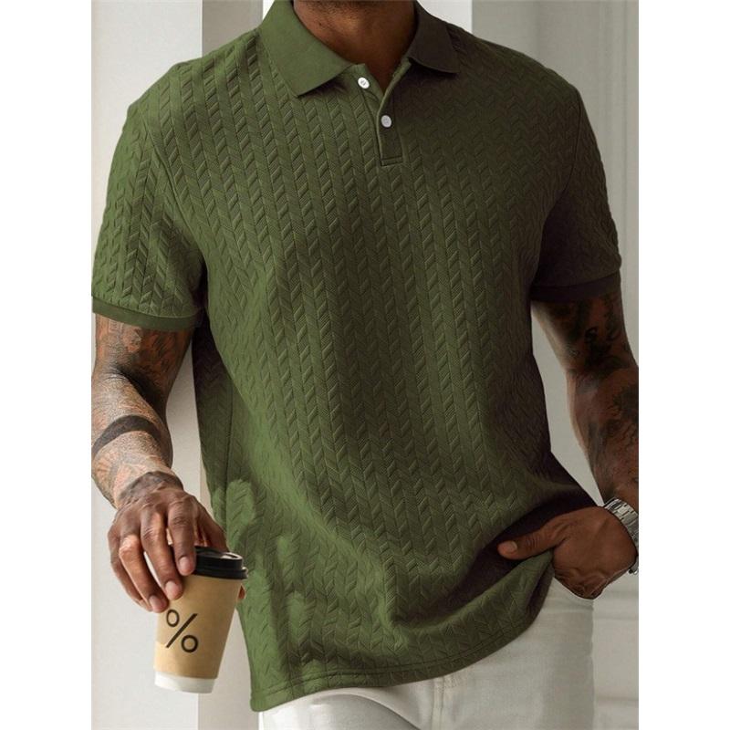 Men's Solid Color Lapel Front Button Short Sleeved Simple Polo Shirt Casual Daily All Match Top