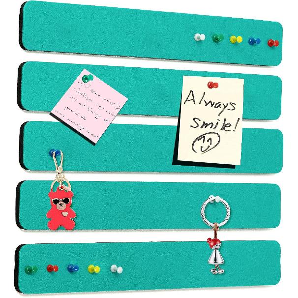 Felt Pin Board Bar Strips Bulletin Board for Bedrooms Offices Home Wall Decoration, Notice Board Self Adhesive Cork Board with 35 Push P for Paste