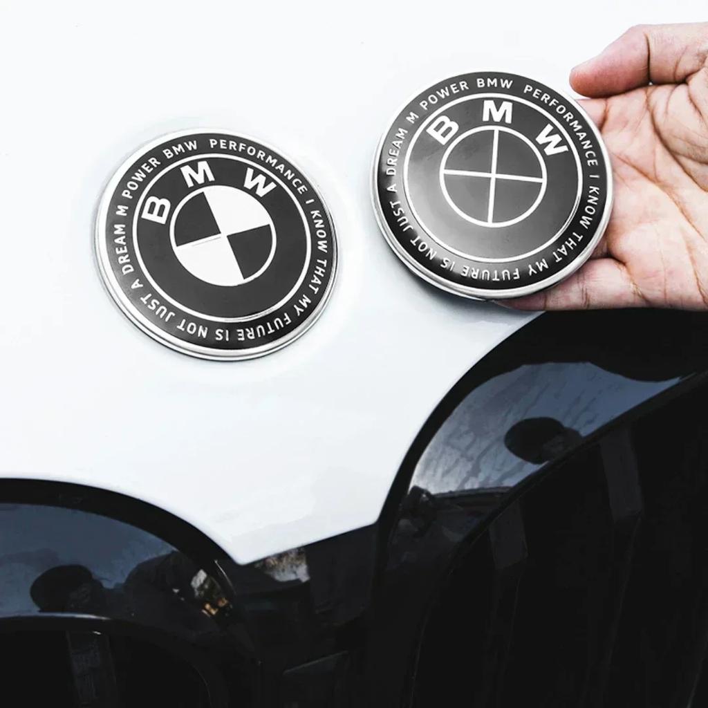 forBMW Car Badge Logo Set 7pcs Front Hood 82mm Rear 74mm Wheel Cover 68mm Steering Wheel Sticker 45mm - Auto Accessories for BMW gsrm90