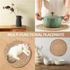Round Handwoven Rattan Placemats Non-Slip Heat Resistant Heat Insulation Mats Natural Woven Table Mats Home Decoration