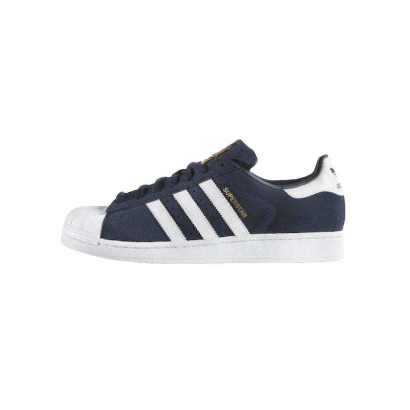 Adidas Baskets Superstar Suede Bleu Marine Collégial Unisexe Chaussures Bleues-Blanc S75142