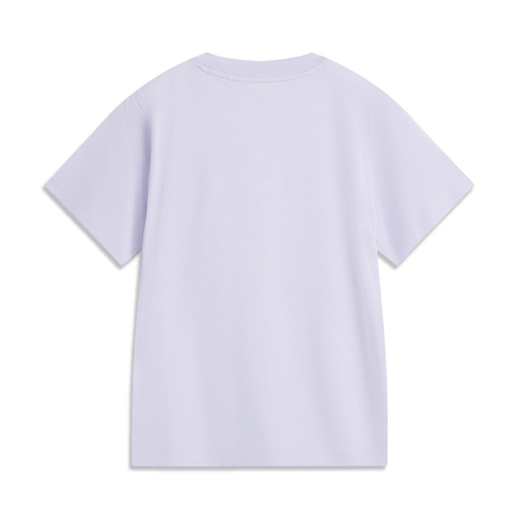 Li Ning Sports Trend Series Simple Casual Solid Color Round Neck Pullover Short Sleeve T-Shirt Women T-Shirts Purple AHSV186-6