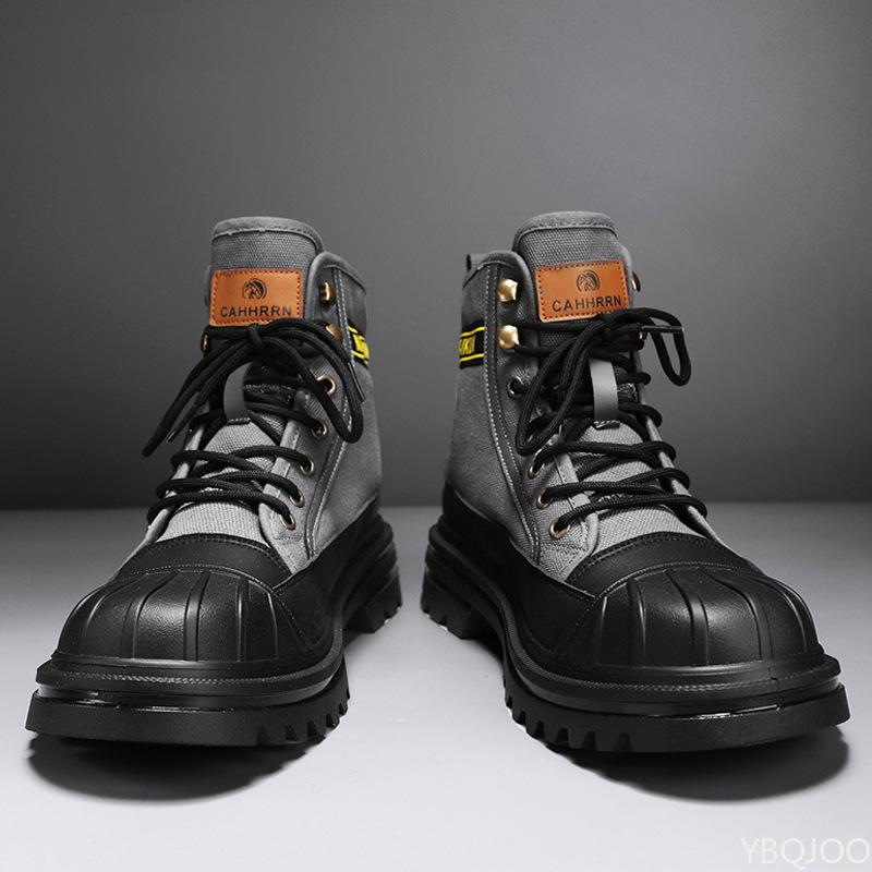Fashionable Versatile Work Boots Men Autumn Winter Canvas Men's Boots Casual Comfortable Flat Shoes