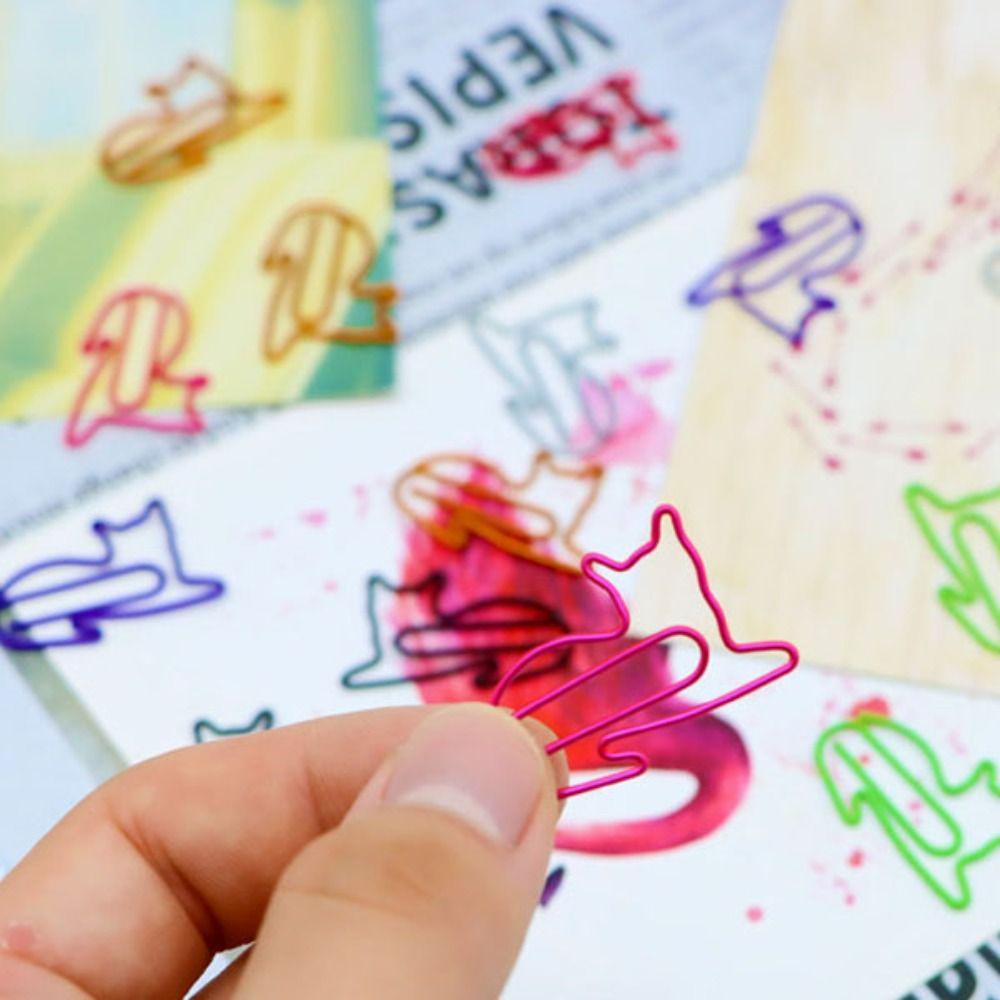 20/30PCS Animal Bookmark Metal Paper Clamps Paper Decorative Cat Shaped Paper Clips  Office/School