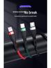 3-in-1 66W Fast Charging Cable for Apple/Android, 6A Aluminum Alloy Braided.