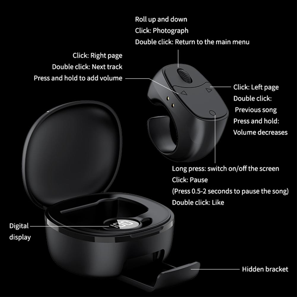 Intelligent Roller Fingertip Ring Wireless Bluetooth Remote Control Selfie Button Video Page Turner Scroller for iPhone Android