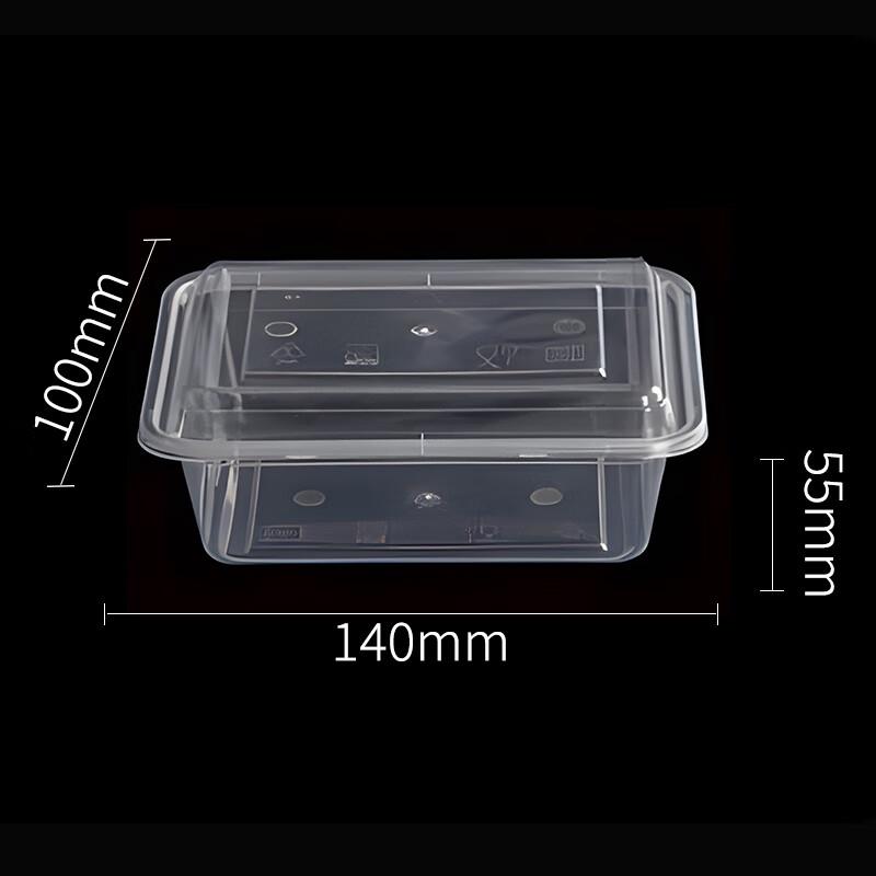 350ml Disposable Rectangular Plastic Takeout Containers with High Lids