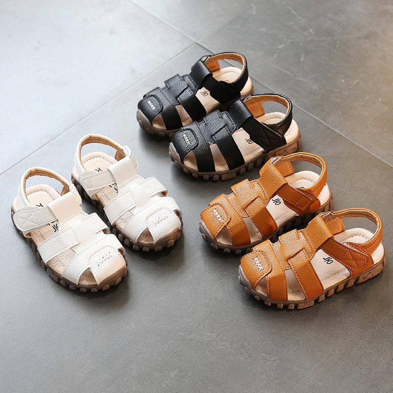 Summer Boys Sandals PU Leather Retro Casual Gladiator Roman Beach Shoes Toddler Boy Cut-outs Soft Soles Kids Shoes Flats H06161