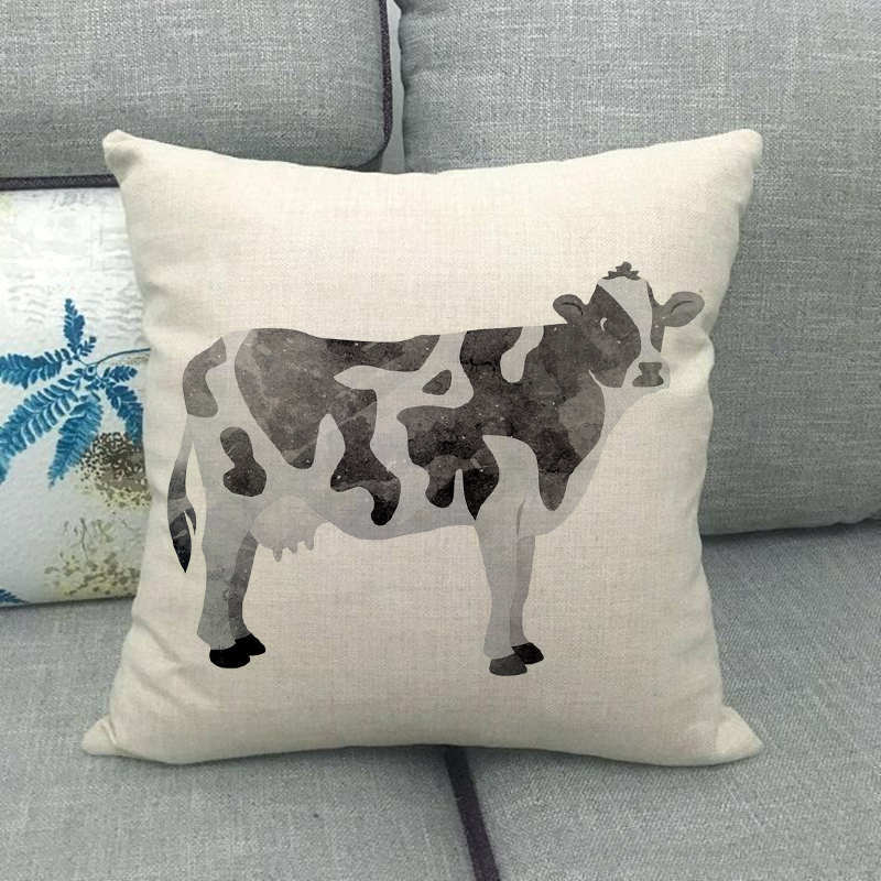Animal Color Oil Painting Patterns Digital Printing Short Plush Pillow Covers For Car Sofa Office Cushion Cover Home Goods