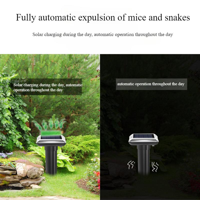 Solar Powered Rodent Repellent Buzzing Vibration Plug and Play Ultrasonic Rodent Repellent Outdoor Snake Repellent